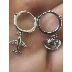 925 Sterling Silver Dangle Mismatch Earrings Enamel